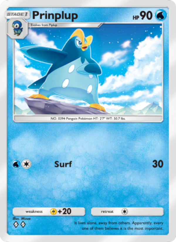 Prinplup 036/207 — Space-Time Smackdown (English Pokémon TCG card)