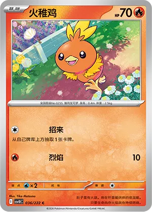 Torchic 036/222 — Chasing Glory (Simplified) (Chinese Pokémon TCG card)