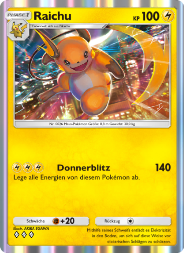 Raichu 095 — Unschlagbare Gene (German Pokémon TCG card)