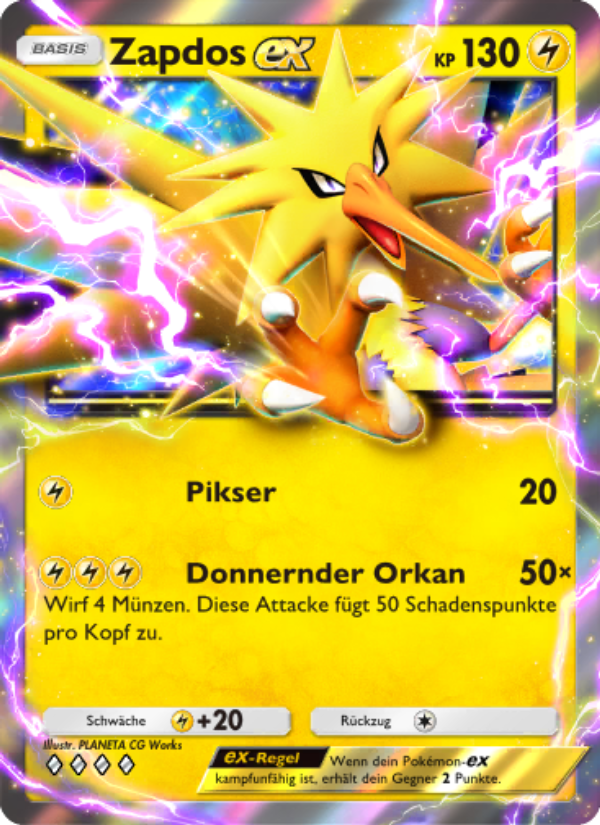 Zapdos-ex 104 — Unschlagbare Gene (German Pokémon TCG card)