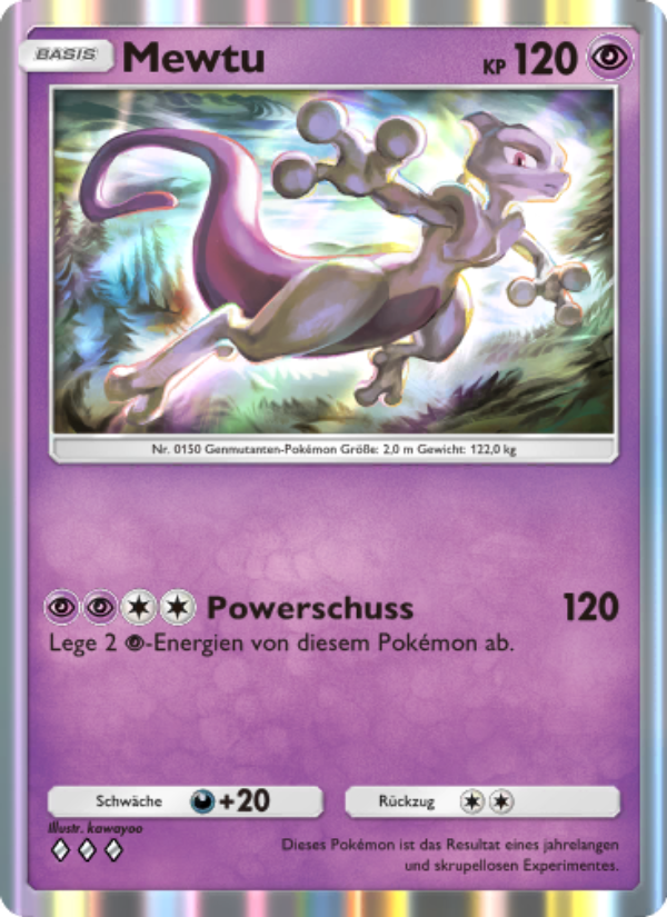 Mewtu 128 — Unschlagbare Gene (German Pokémon TCG card)