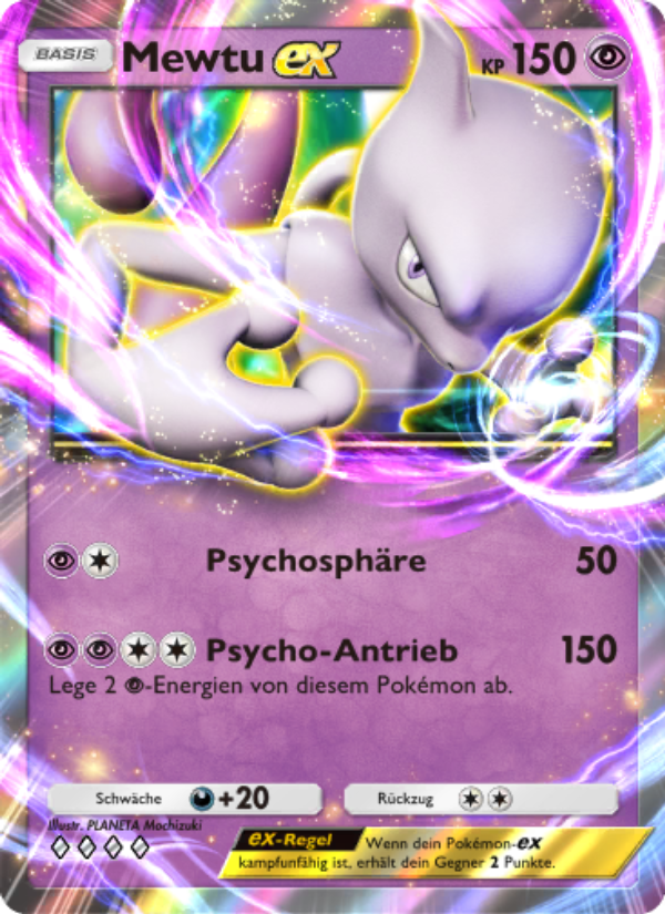 Mewtu-ex 129 — Unschlagbare Gene (German Pokémon TCG card)