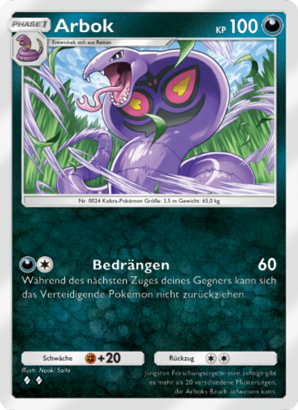 Arbok 165 — Unschlagbare Gene (German Pokémon TCG card)