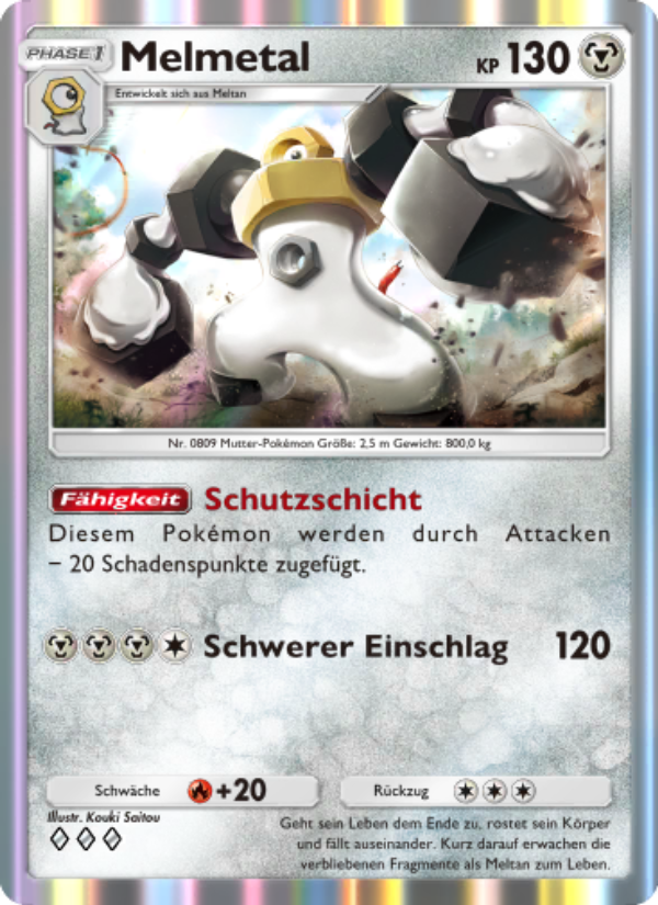 Melmetal 182 — Unschlagbare Gene (German Pokémon TCG card)