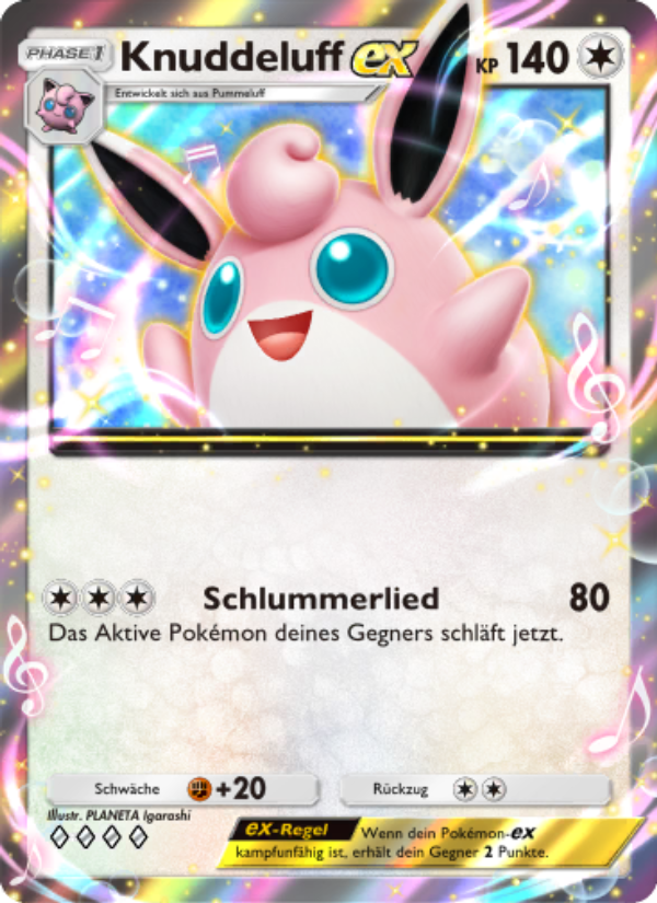 Knuddeluff-ex 195 — Unschlagbare Gene (German Pokémon TCG card)