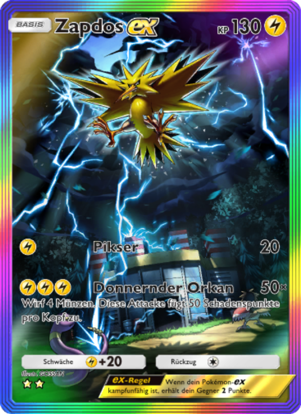 Zapdos-ex 276 — Unschlagbare Gene (German Pokémon TCG card)