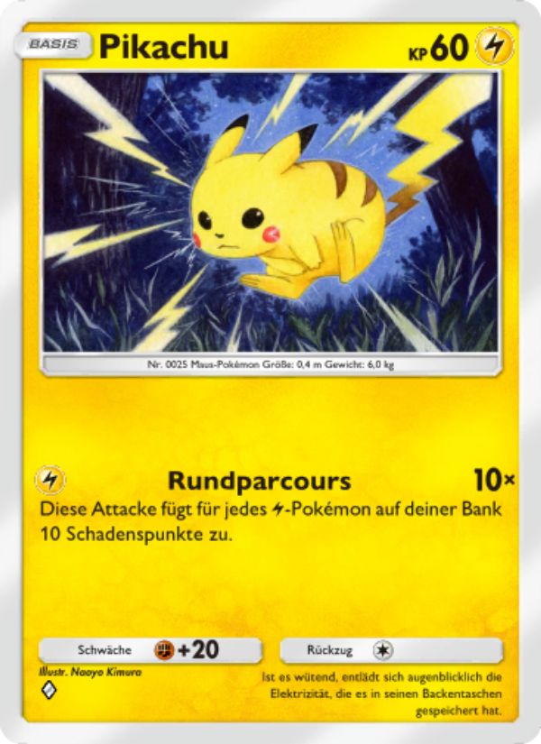 Pikachu 025 — Mysteriöse Insel (German Pokémon TCG card)