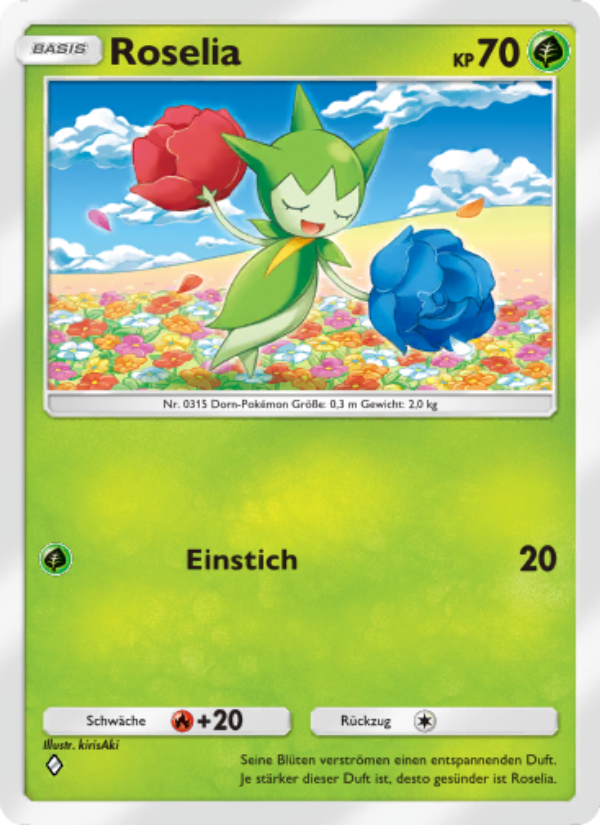 Roselia 008 — Kollision von Raum und Zeit (German Pokémon TCG card)