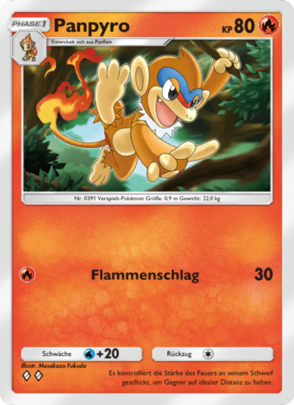 Panpyro 028 — Kollision von Raum und Zeit (German Pokémon TCG card)