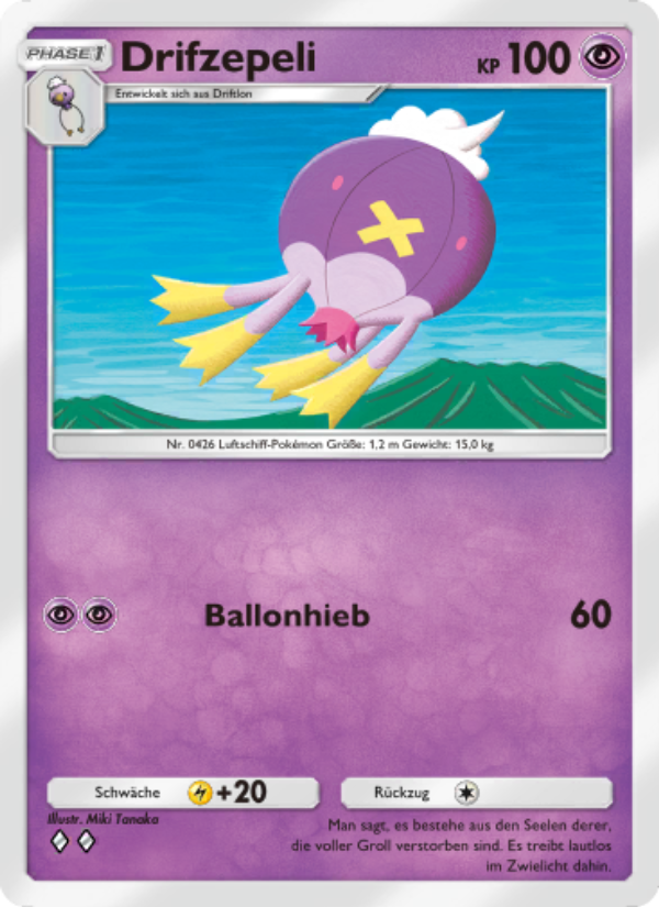 Drifzepeli 074 — Kollision von Raum und Zeit (German Pokémon TCG card)