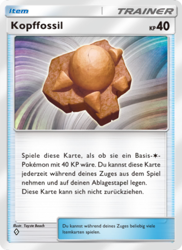 Kopffossil 144 — Kollision von Raum und Zeit (German Pokémon TCG card)