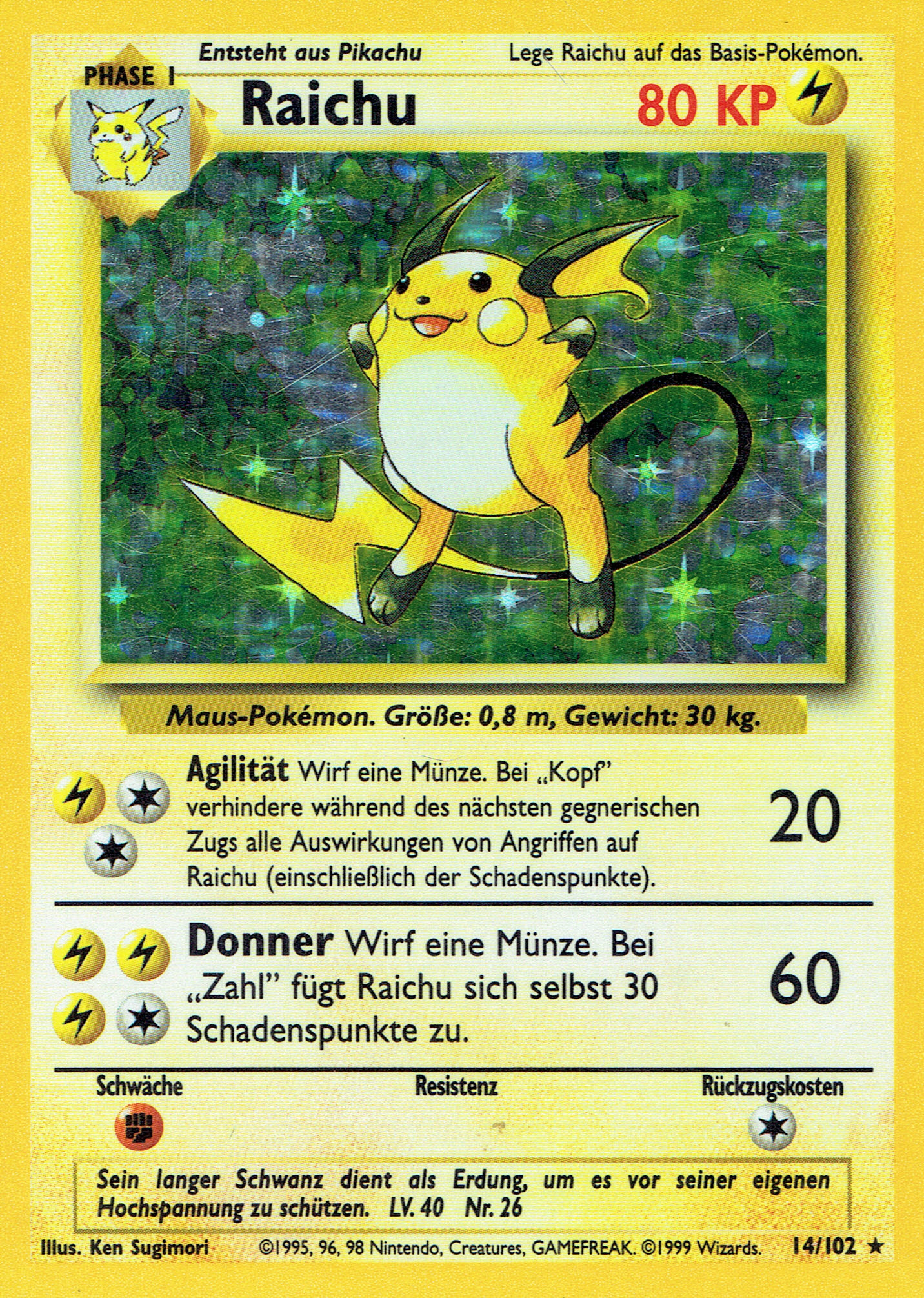 Raichu 14 — Grundset (German Pokémon TCG card)