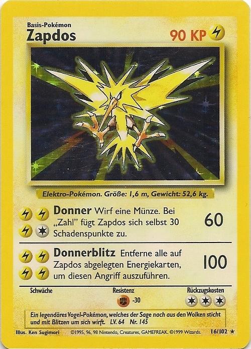 Zapdos 16 — Grundset (German Pokémon TCG card)