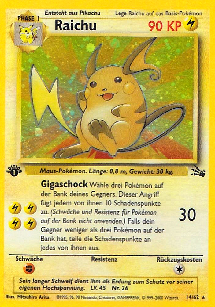 Raichu 29 — Fossil (German Pokémon TCG card)