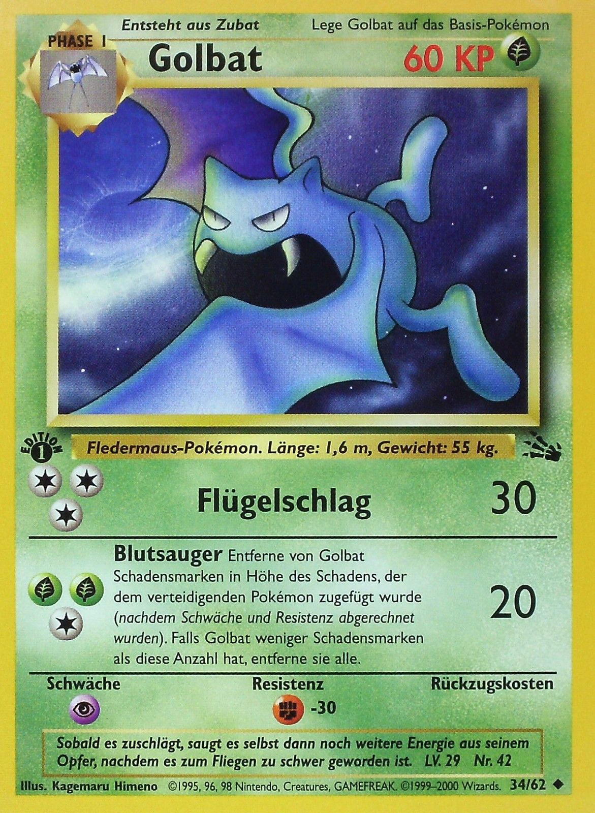 Golbat 34 — Fossil (German Pokémon TCG card)