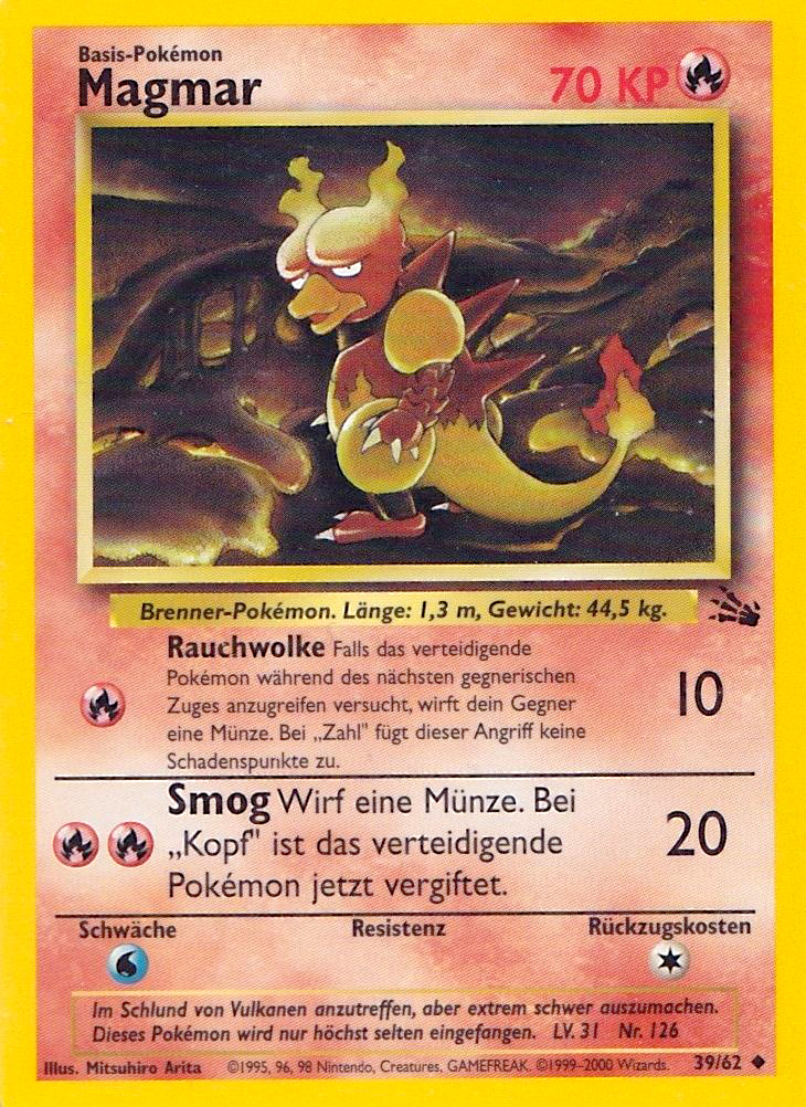 Magmar 39 — Fossil (German Pokémon TCG card)