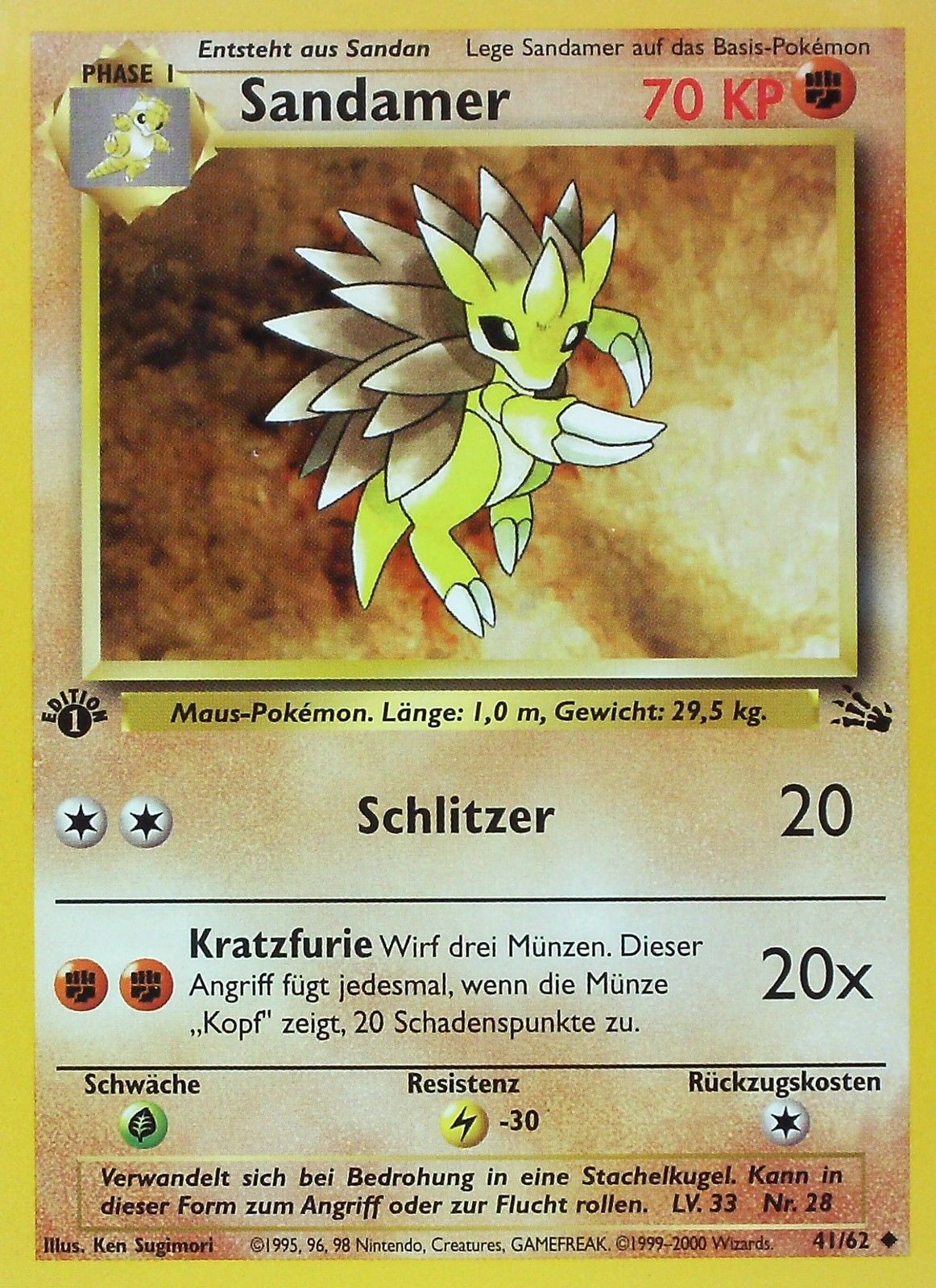 Sandamer 41 — Fossil (German Pokémon TCG card)