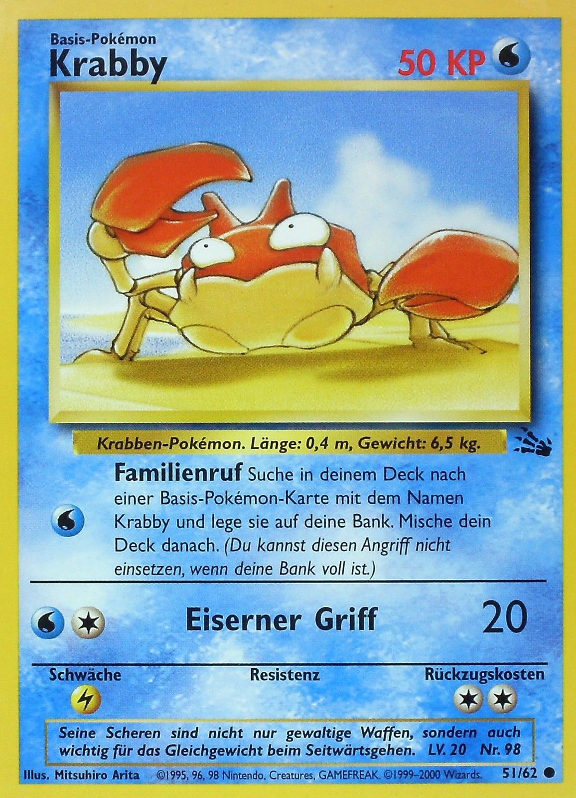 Krabby 51 — Fossil (German Pokémon TCG card)