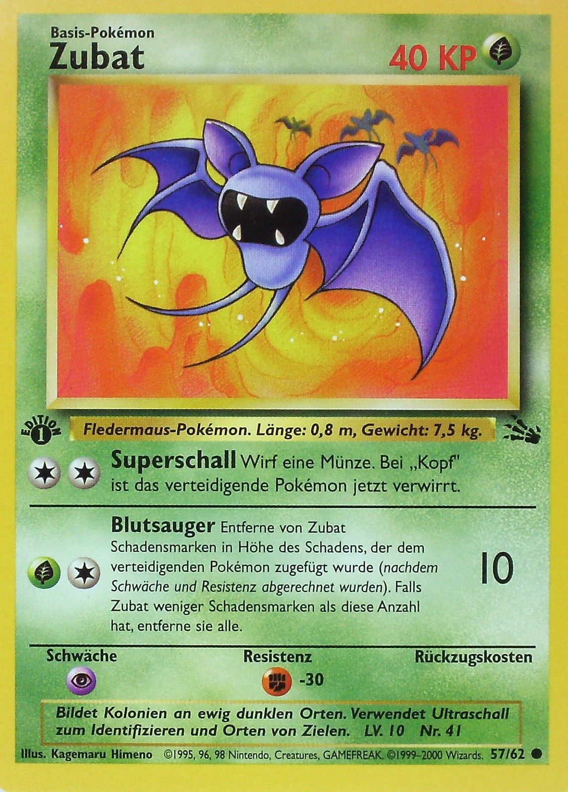 Zubat 57 — Fossil (German Pokémon TCG card)