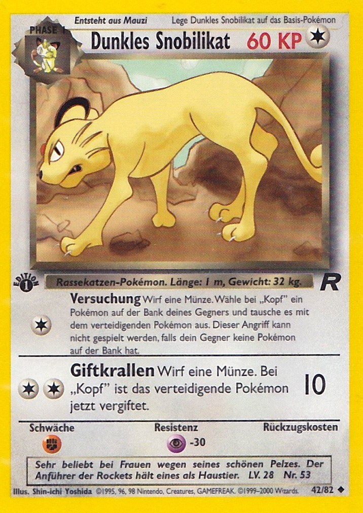 Dunkles Snobilikat 42 — Team Rocket (German Pokémon TCG card)