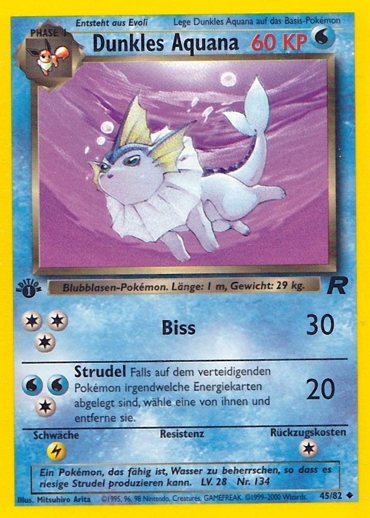 Dunkles Aquana 45 — Team Rocket (German Pokémon TCG card)