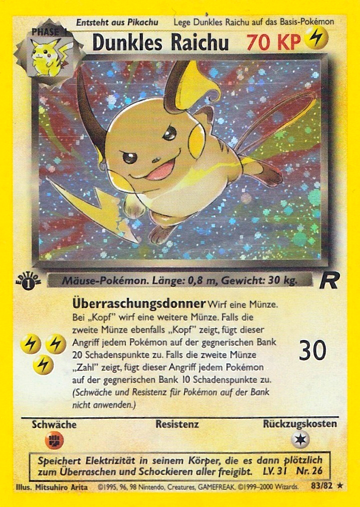 Dunkles Raichu 83 — Team Rocket (German Pokémon TCG card)