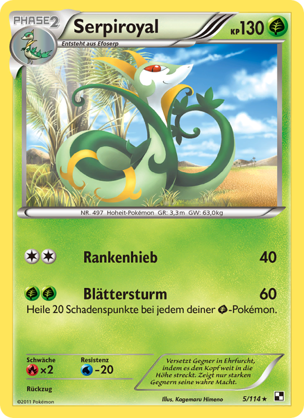Serpiroyal 5 — Black & White (German Pokémon TCG card)