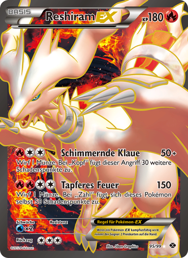 Reshiram-EX 95 — Kommende Schicksale (German Pokémon TCG card)