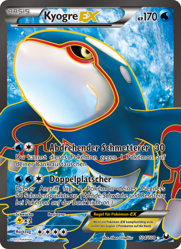 Kyogre-EX 104 — Erfoscher der Finsternis (German Pokémon TCG card)