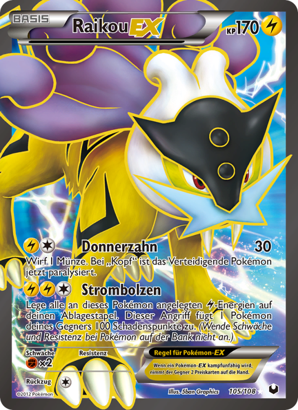 Raikou-EX 105 — Erfoscher der Finsternis (German Pokémon TCG card)