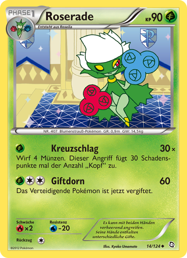Roserade 14 — Hoheit der Drachen (German Pokémon TCG card)