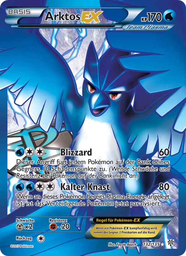 Arktos-EX 132 — Plasma-Sturm (German Pokémon TCG card)