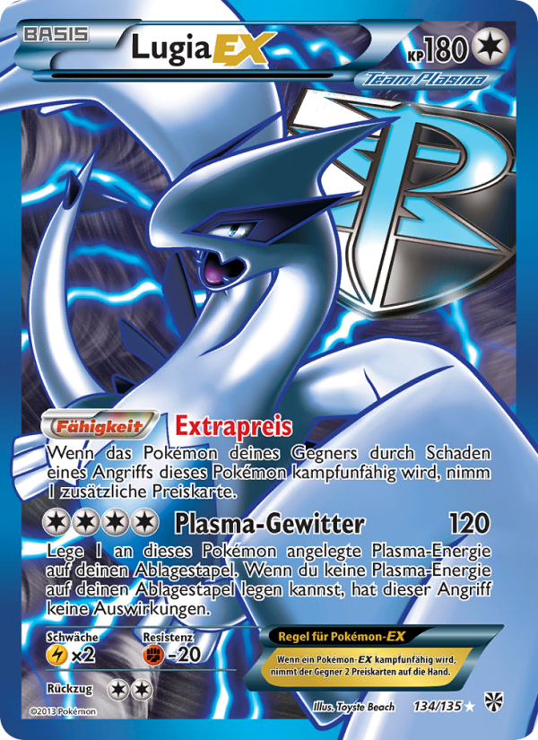 Lugia-EX 134 — Plasma-Sturm (German Pokémon TCG card)