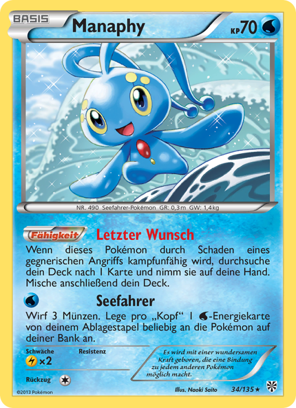 Manaphy 34 — Plasma-Sturm (German Pokémon TCG card)