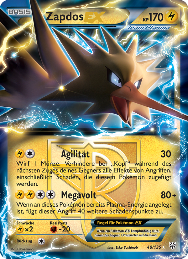 Zapdos-EX 48 — Plasma-Sturm (German Pokémon TCG card)
