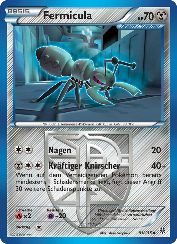 Fermicula 91 — Plasma-Sturm (German Pokémon TCG card)