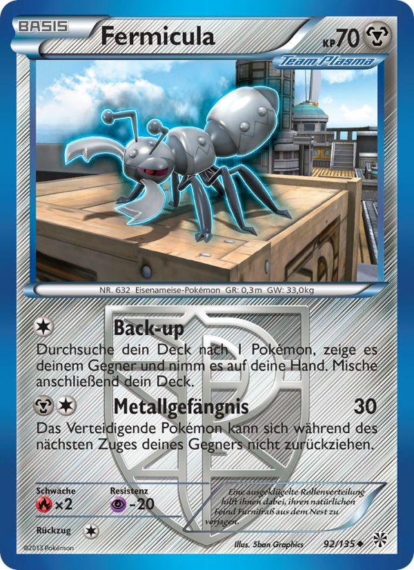 Fermicula 92 — Plasma-Sturm (German Pokémon TCG card)