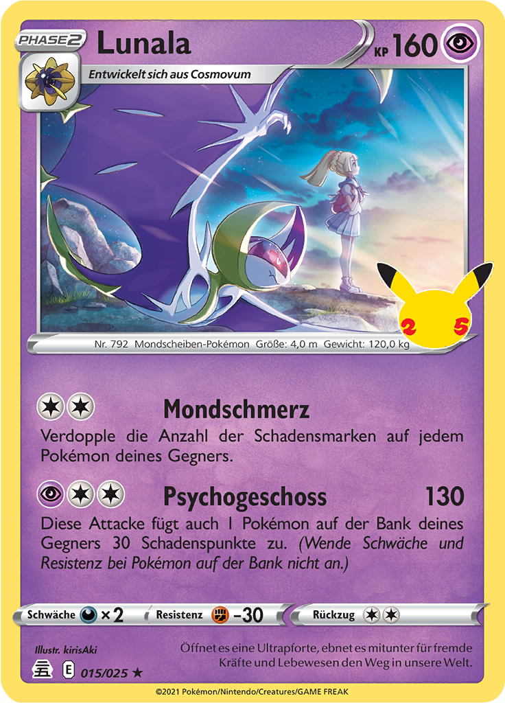 Lunala 015/025 — Celebrations (German Pokémon TCG card)