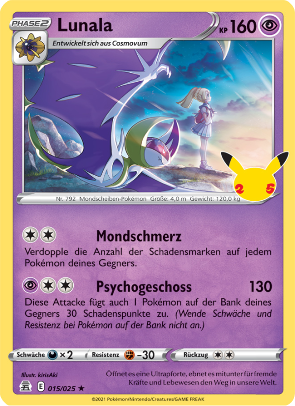 Lunala 15 — Celebrations (German Pokémon TCG card)