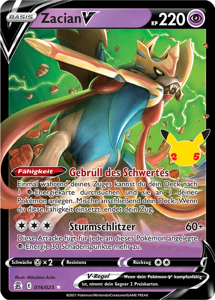 ZacianV 016/025 — Celebrations (German Pokémon TCG card)