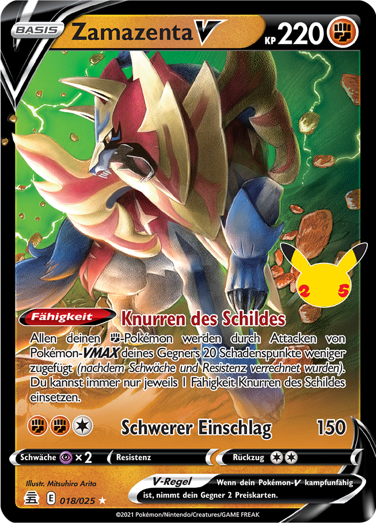 Zamazenta V 018/025 — Celebrations (German Pokémon TCG card)