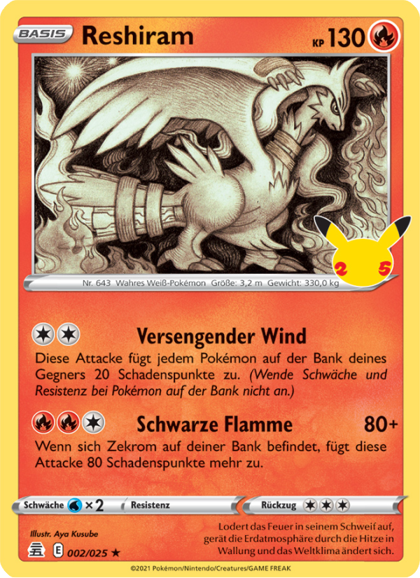 Reshiram 2 — Celebrations (German Pokémon TCG card)