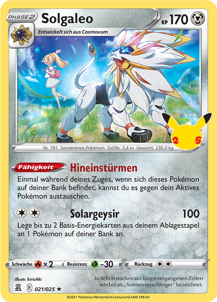 Solgaleo 021/025 — Celebrations (German Pokémon TCG card)