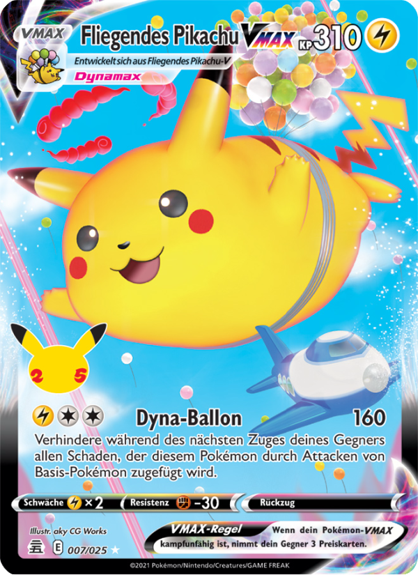 Fliegendes Pikachu VMAX 7 — Celebrations (German Pokémon TCG card)