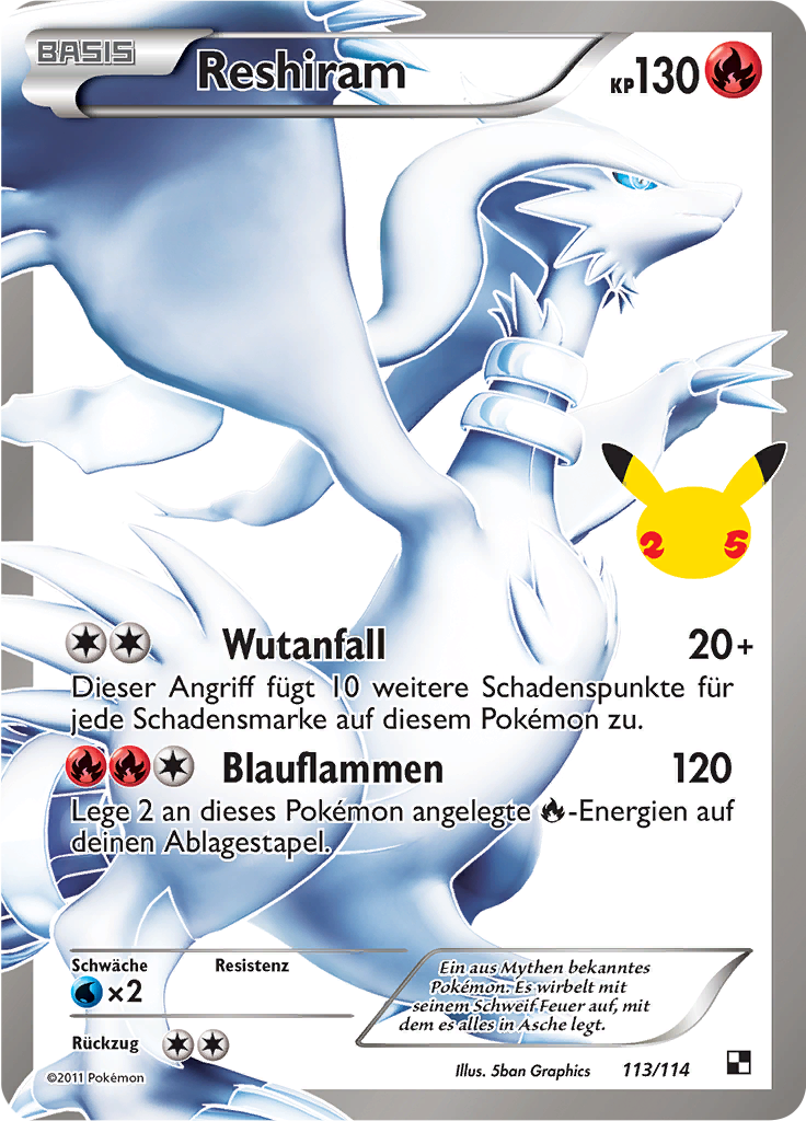 Reshiram 113/114 — Celebrations (German Pokémon TCG card)
