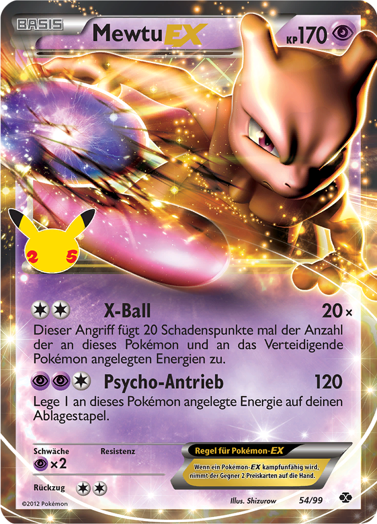 Mewtu EX 54/99 — Celebrations (German Pokémon TCG card)
