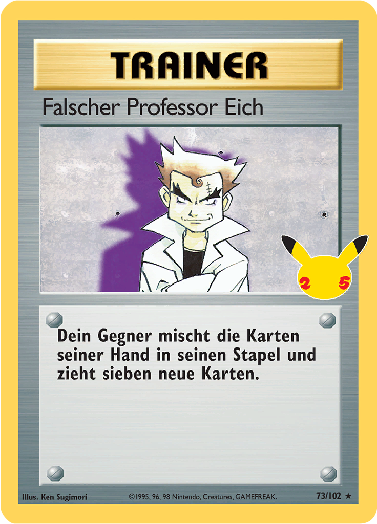 Falscher Professor Eich 73/102 — Celebrations (German Pokémon TCG card)