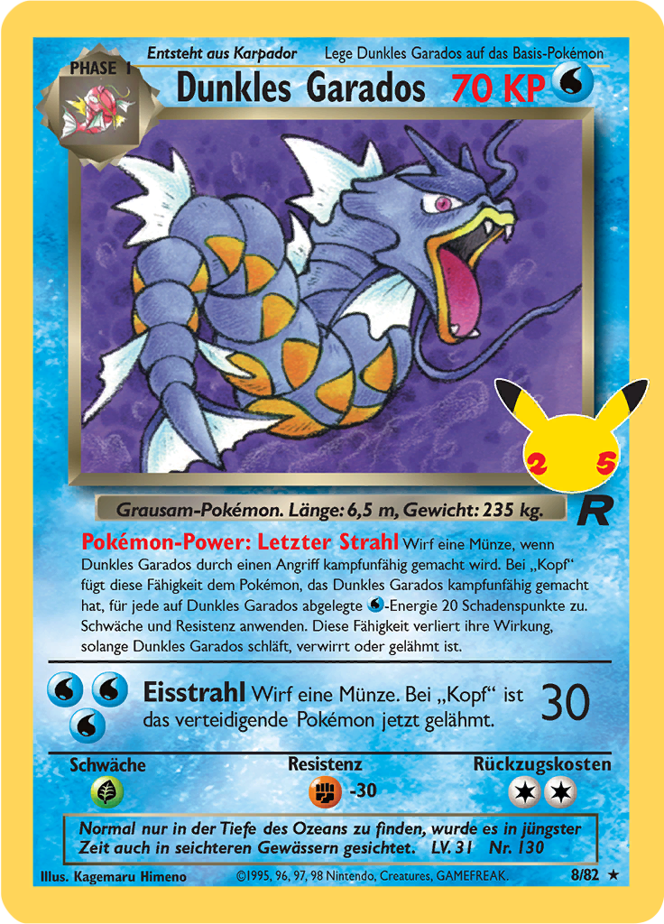 Dunkles Garados 8/82 — Celebrations (German Pokémon TCG card)
