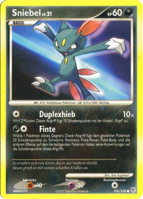 Sniebel 100 — Diamant & Perl (German Pokémon TCG card)