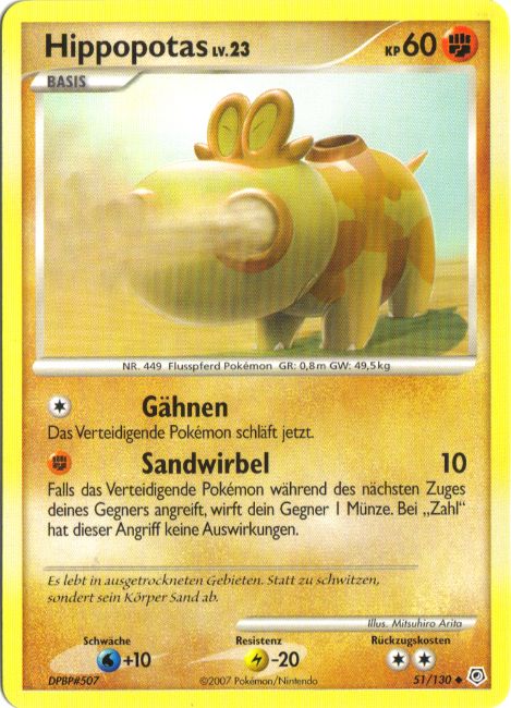 Hippopotas 51 — Diamant & Perl (German Pokémon TCG card)
